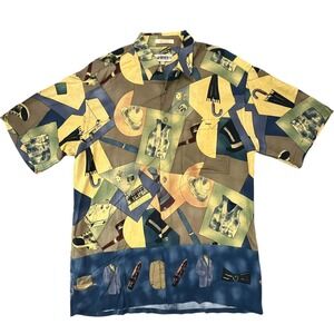 Campia MODA‎ Casual Mens Short Sleeve Button Up Shirt M Graphic all over Print